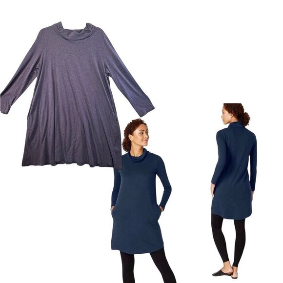 Xl Purple J. JILL Pure Jill 70% PIMA COTTON
30% TENCEL® LYOCELL Turtleneck Dress - Picture 1 of 15